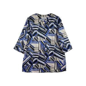 Kasper Jacket Womens Sz 14 Blue Black Abstract Art Print One Button Blazer